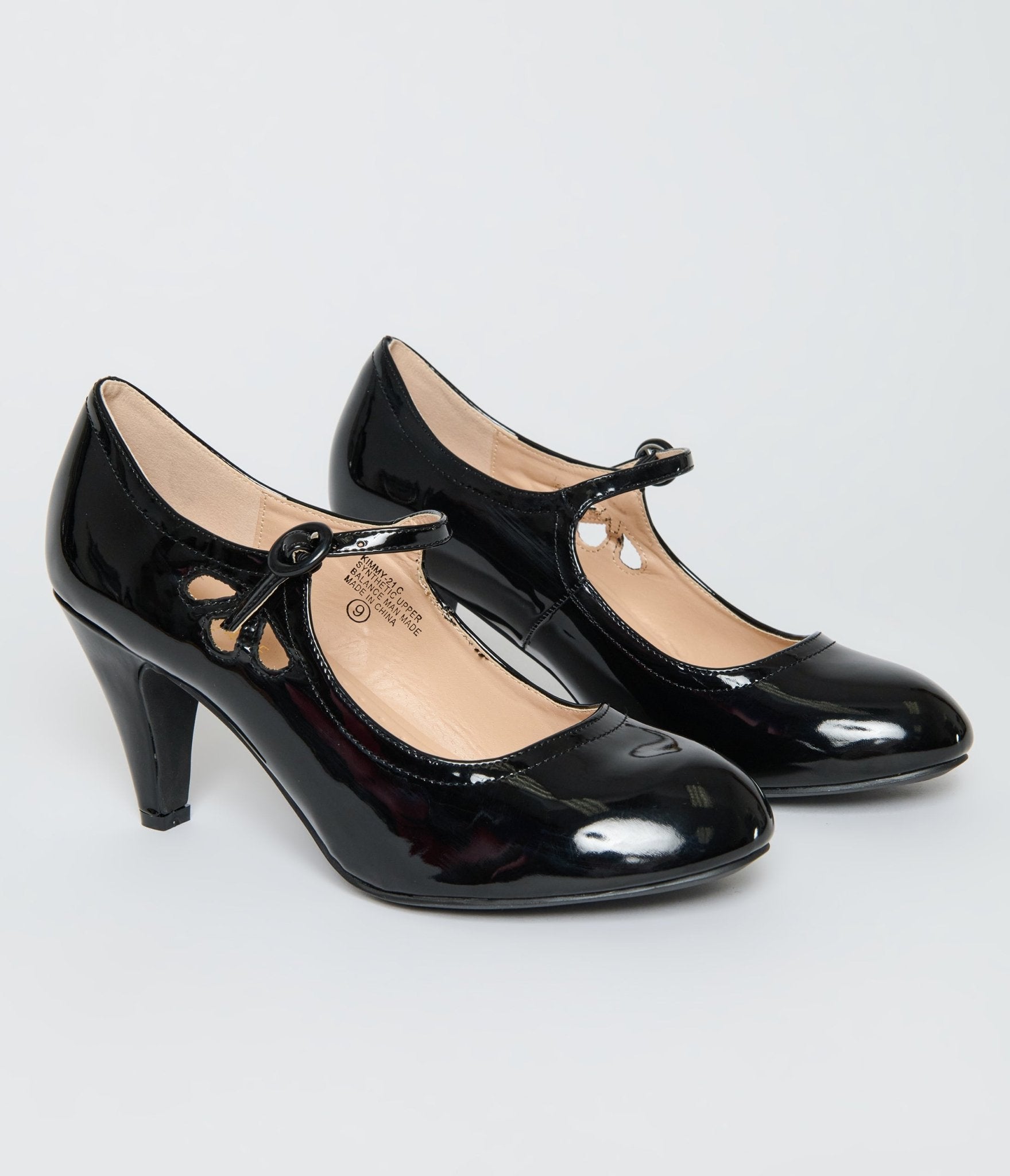 1920s Black Patent Leatherette Mary Jane Heels - 6.5 - Unique Vintage 1920s Black Patent Leatherette Mary Jane Heels - 6.5 - Unique Vintage