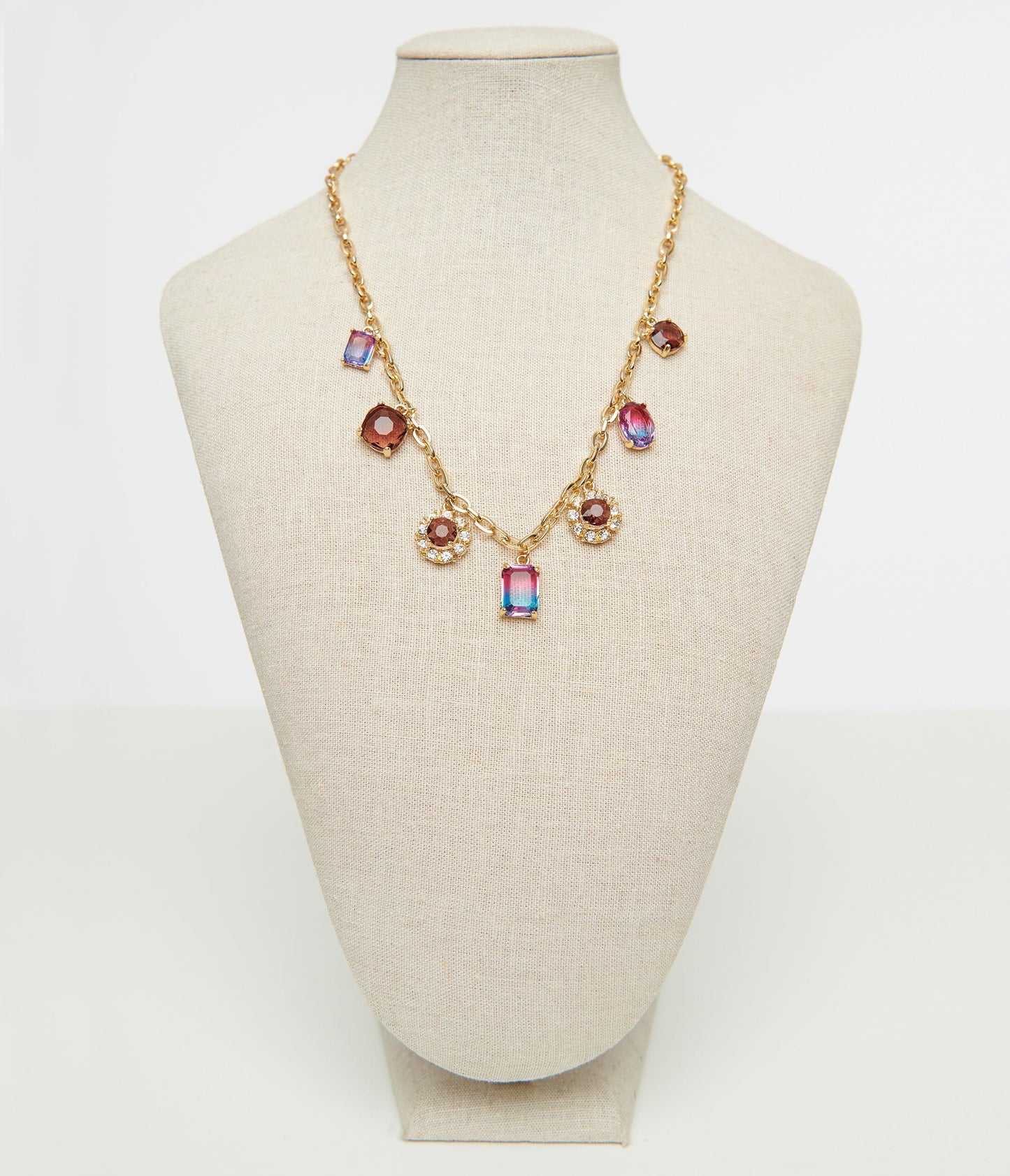 1920s Multicolor Gem Necklace - Unique Vintage - Womens, ACCESSORIES, JEWELRY