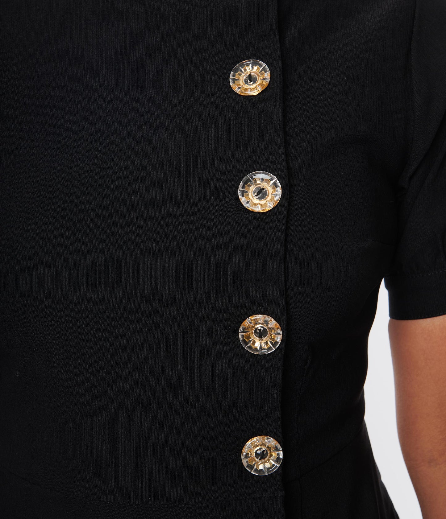 Unique Vintage Black Button Swing Dress - Unique Vintage - Womens, DRESSES, SWING