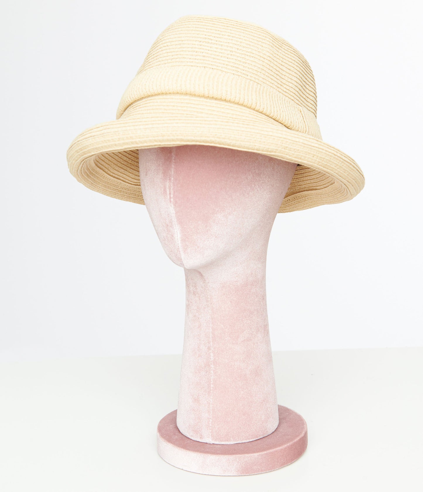 1950s Beige Straw Bowler Hat - Unique Vintage - Womens, ACCESSORIES, HATS