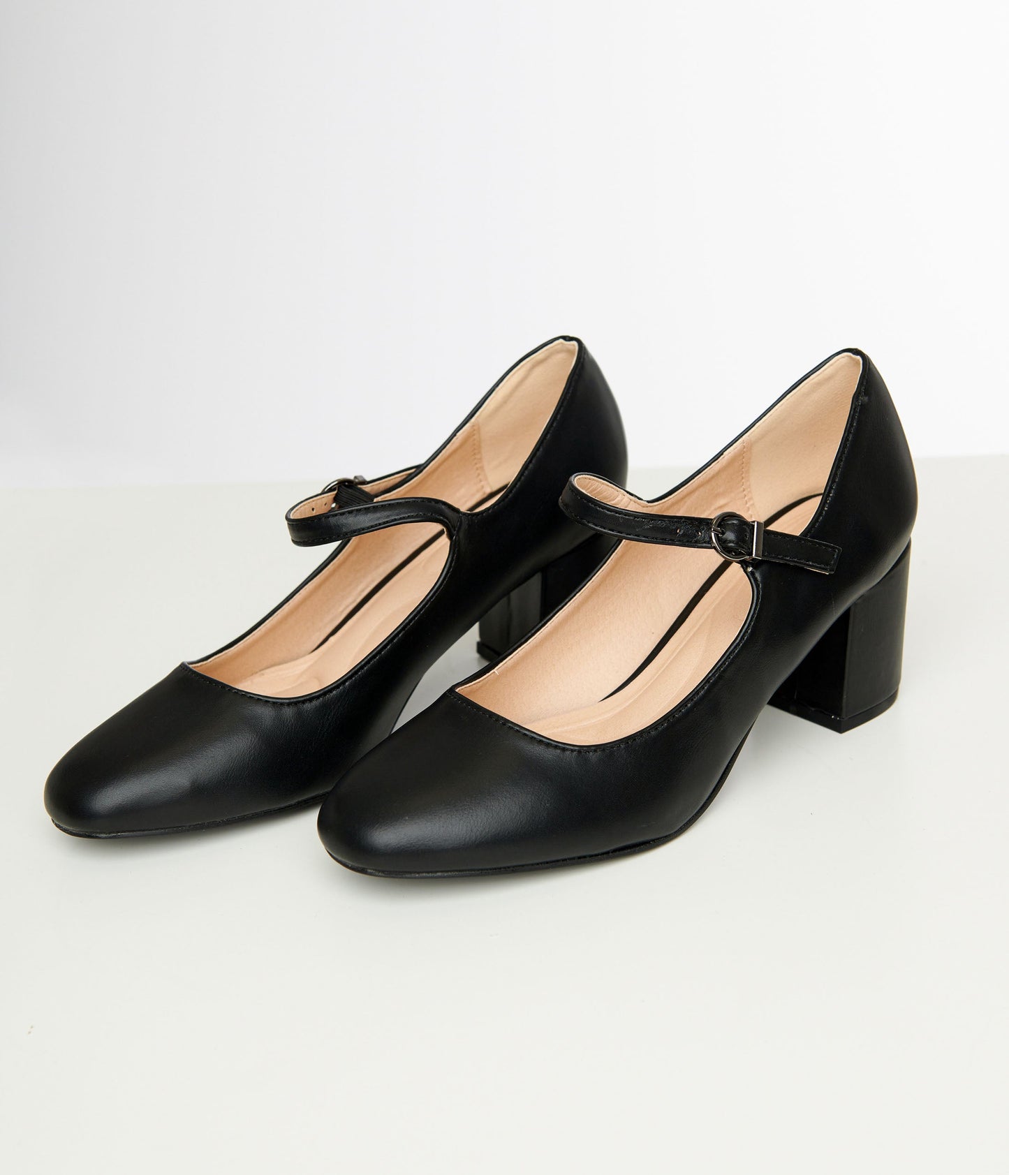 1950s Black Leatherette Mary Jane Heels - Unique Vintage - Womens, SHOES, HEELS