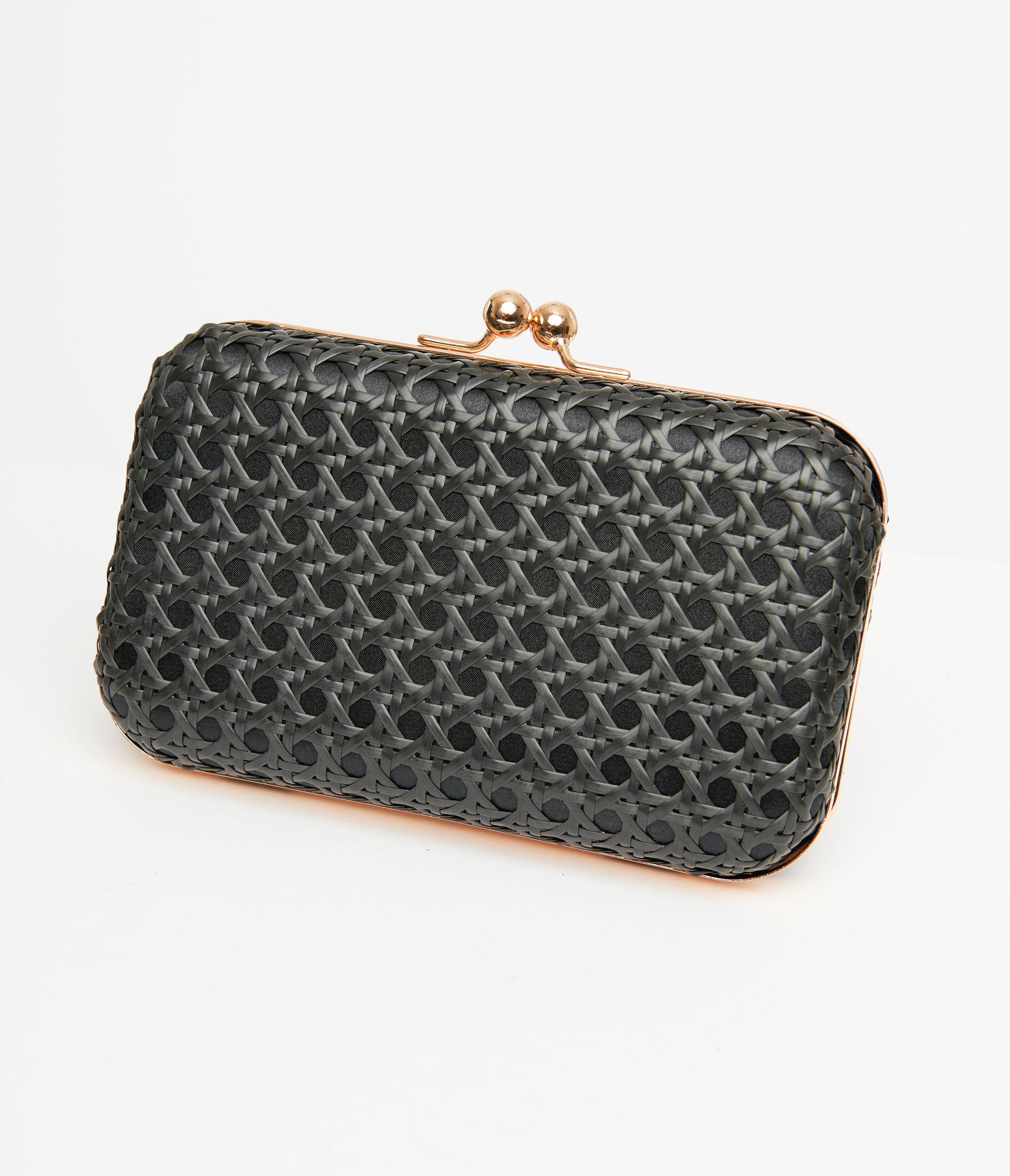 1950s Black Woven Clutch Handbag - Unique Vintage - Womens, ACCESSORIES, HANDBAGS