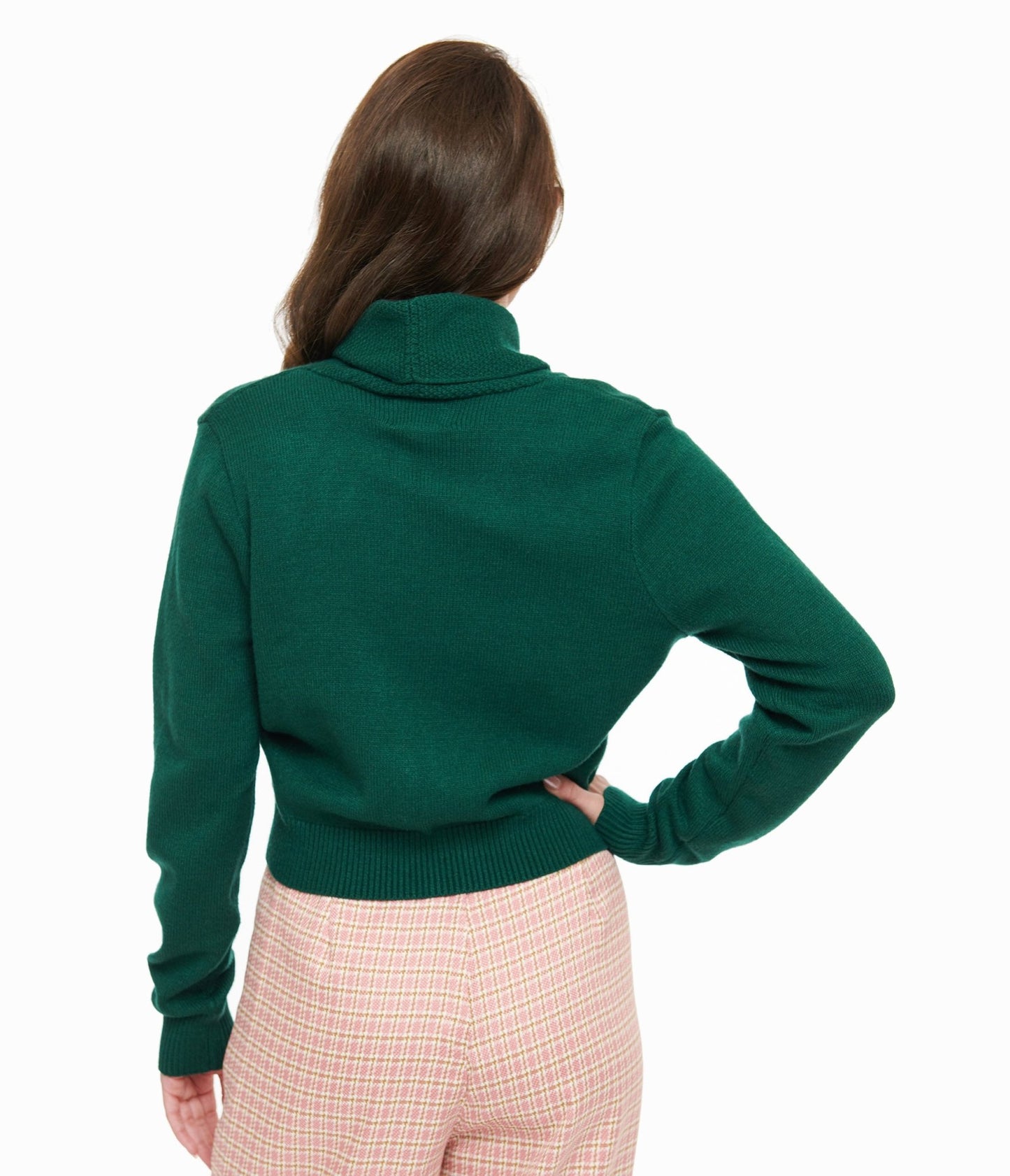 1950s Forest Green Cropped Cardigan - Unique Vintage - Womens, TOPS, SWEATERS