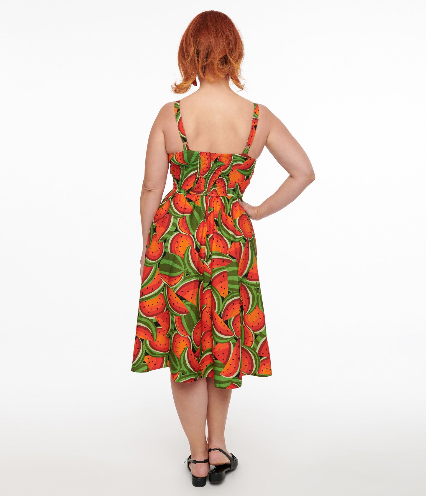 1950s Red & Green Watermelon Print Eden Fit & Flare Dress - Unique Vintage - Womens, DRESSES, SWING