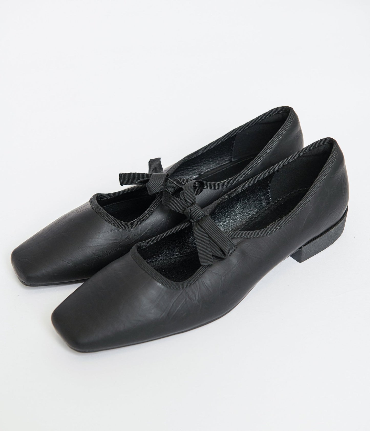 1960s Black Leatherette Bow Strap Flats - Unique Vintage - Womens, SHOES, FLATS
