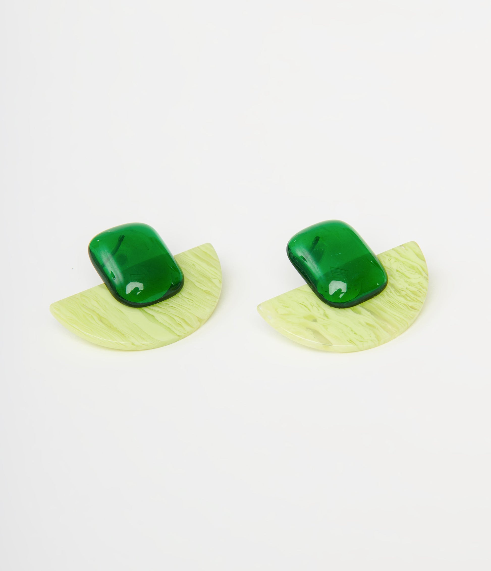 1960s Green Geometric Earrings - Unique Vintage - Womens, ACCESSORIES, JEWELRY