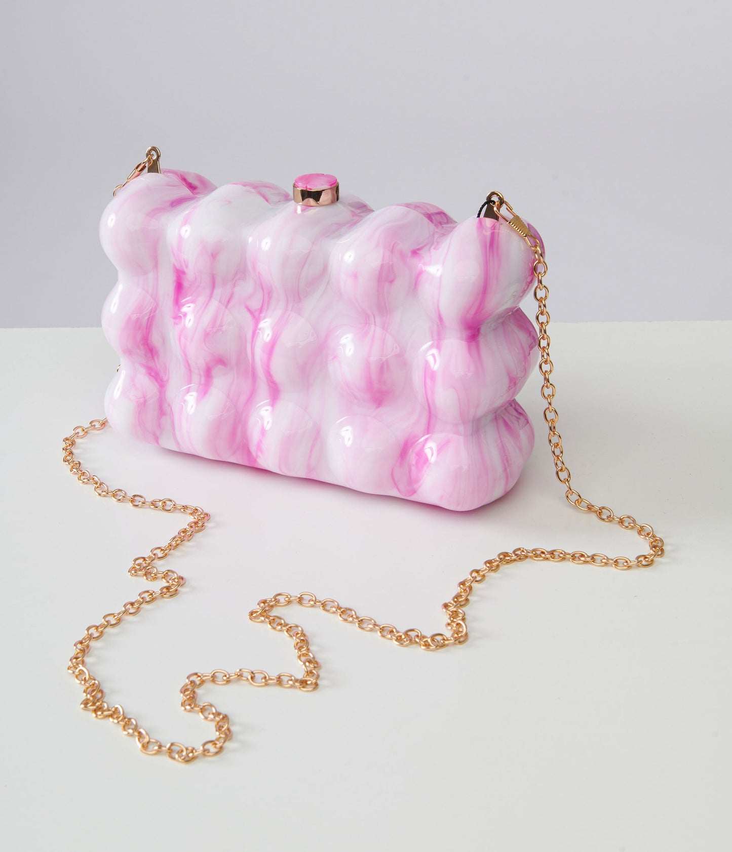 1970s Pink & White Bubble Acrylic Handbag - Unique Vintage - Womens, ACCESSORIES, HANDBAGS