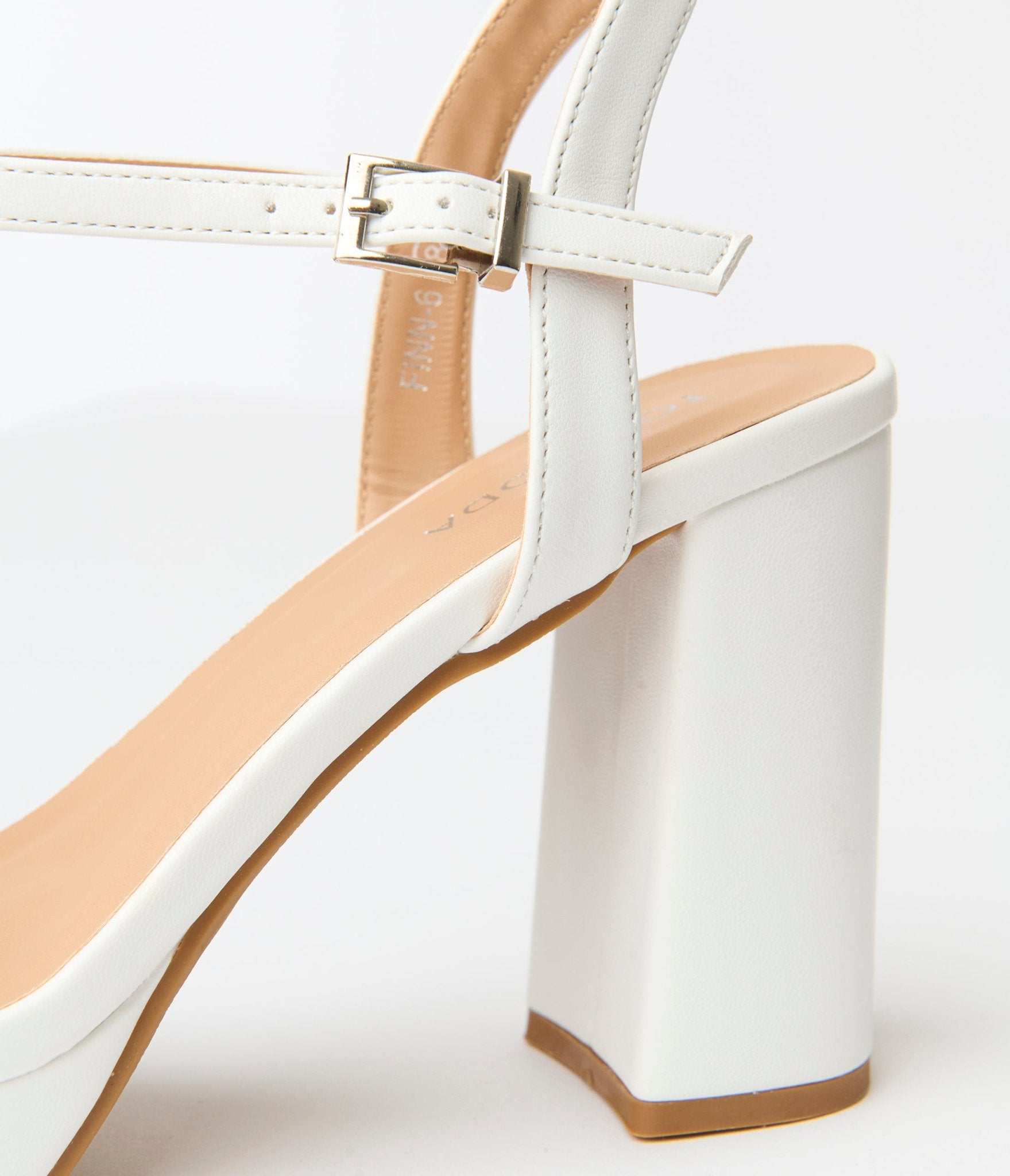 1970s White Leatherette Platform Sandals - Unique Vintage - Womens, SHOES, HEELS