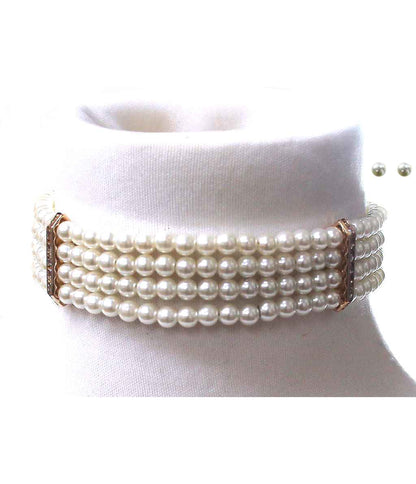 Stacked Faux Pearl Choker Necklace
