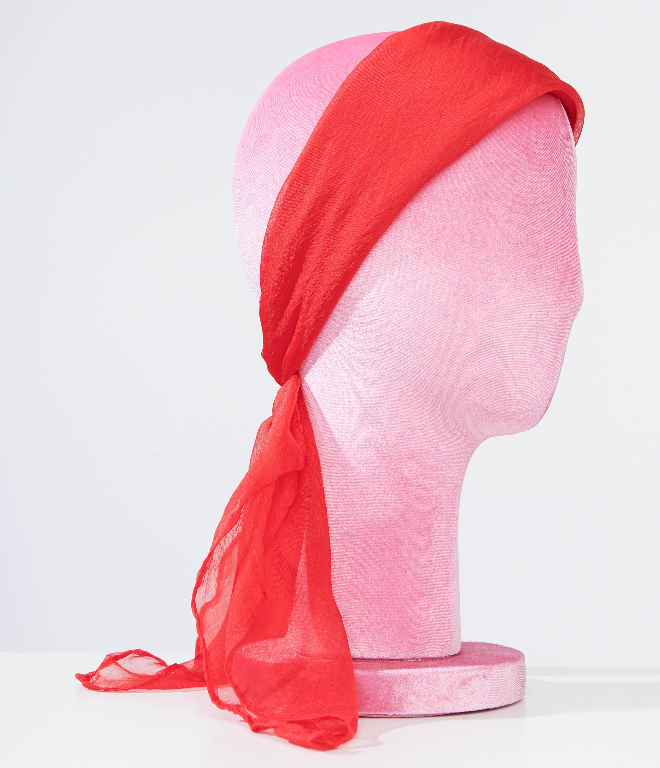 Unique Vintage 1950s Red Chiffon Hair Scarf - Unique Vintage - Womens, ACCESSORIES, HAIR