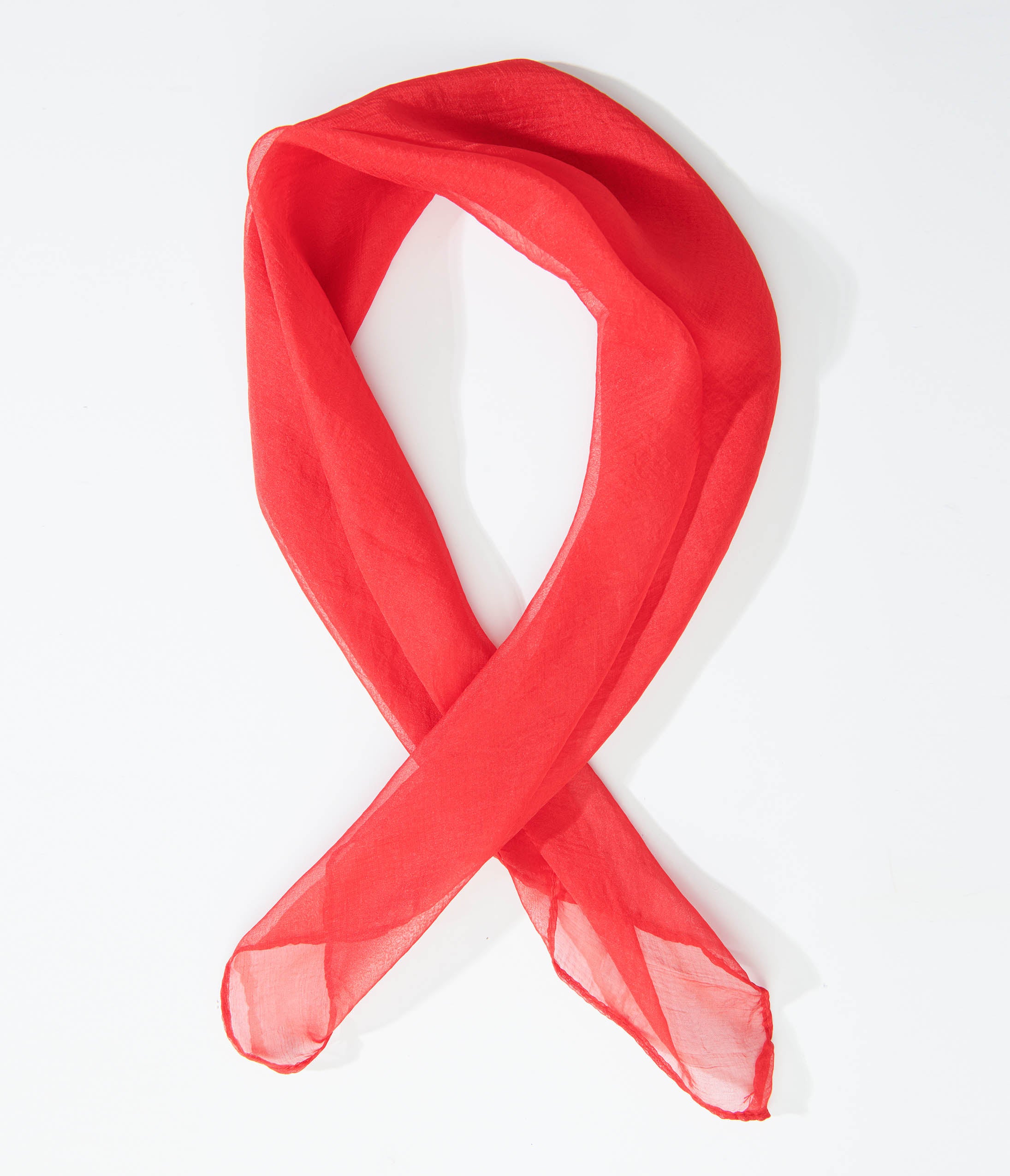 Unique Vintage 1950s Red Chiffon Hair Scarf - Unique Vintage - Womens, ACCESSORIES, HAIR