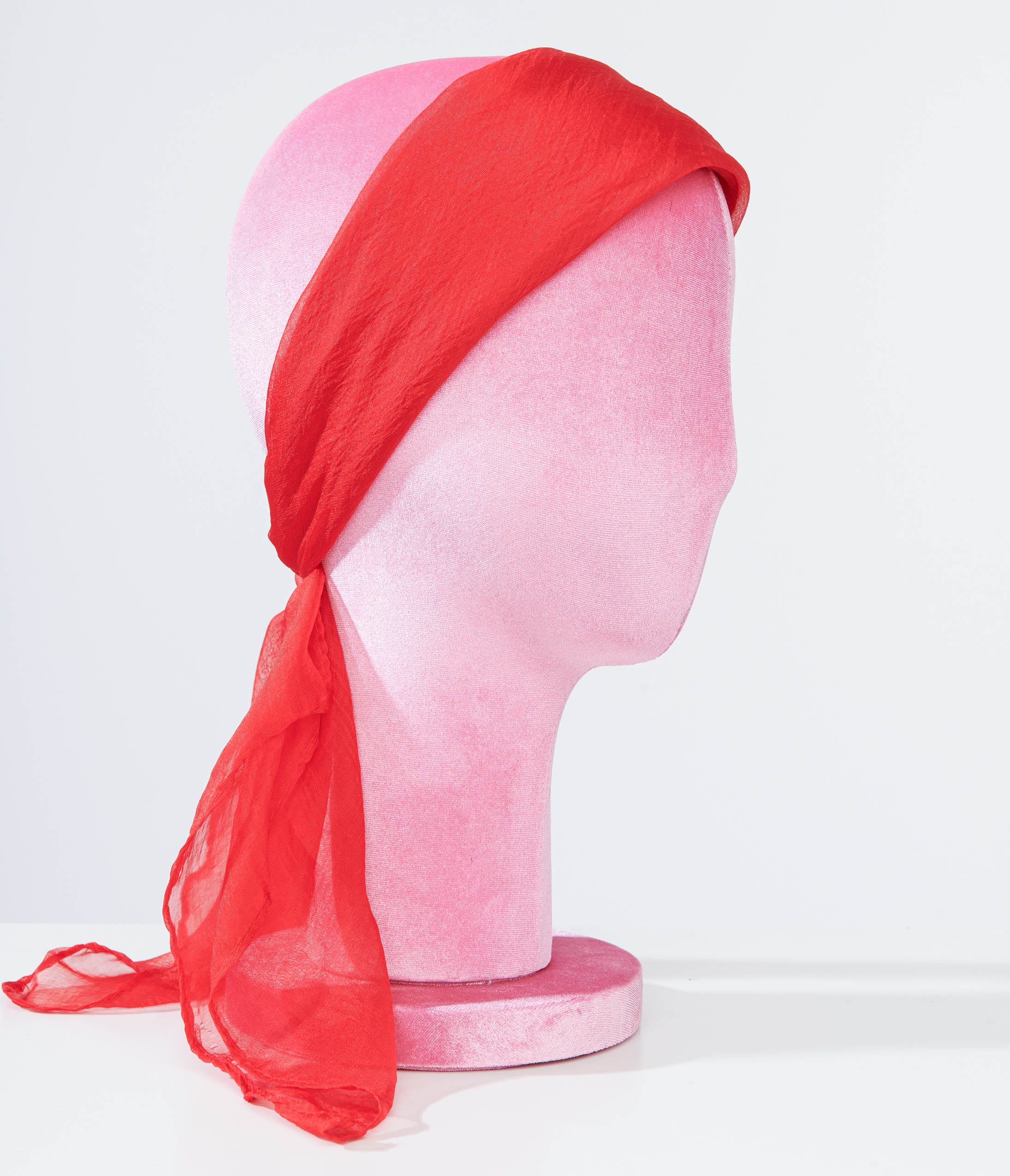 Unique Vintage 1950s Red Chiffon Hair Scarf - Unique Vintage - Womens, ACCESSORIES, HAIR