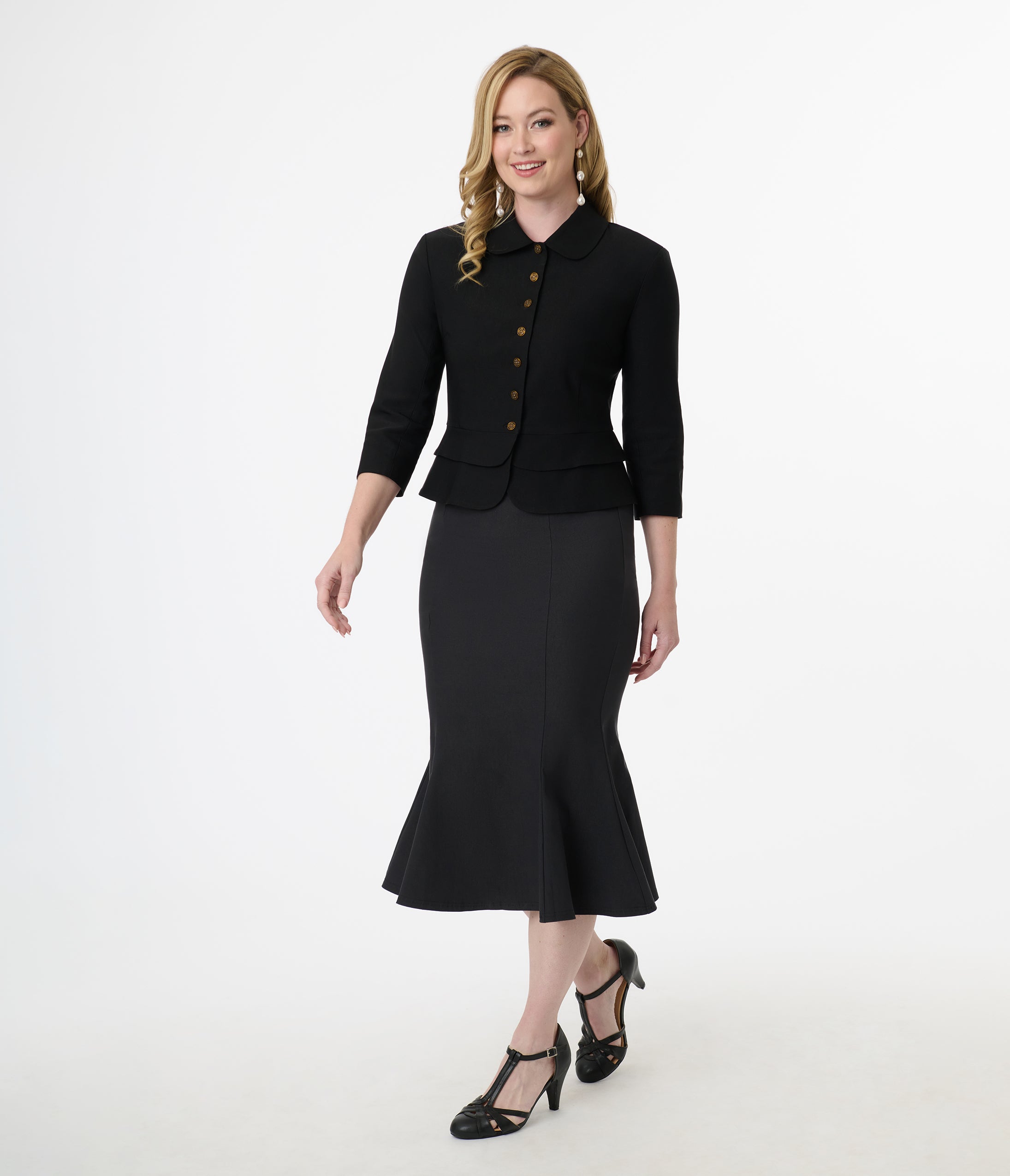 Unique Vintage Black Peplum Jacket