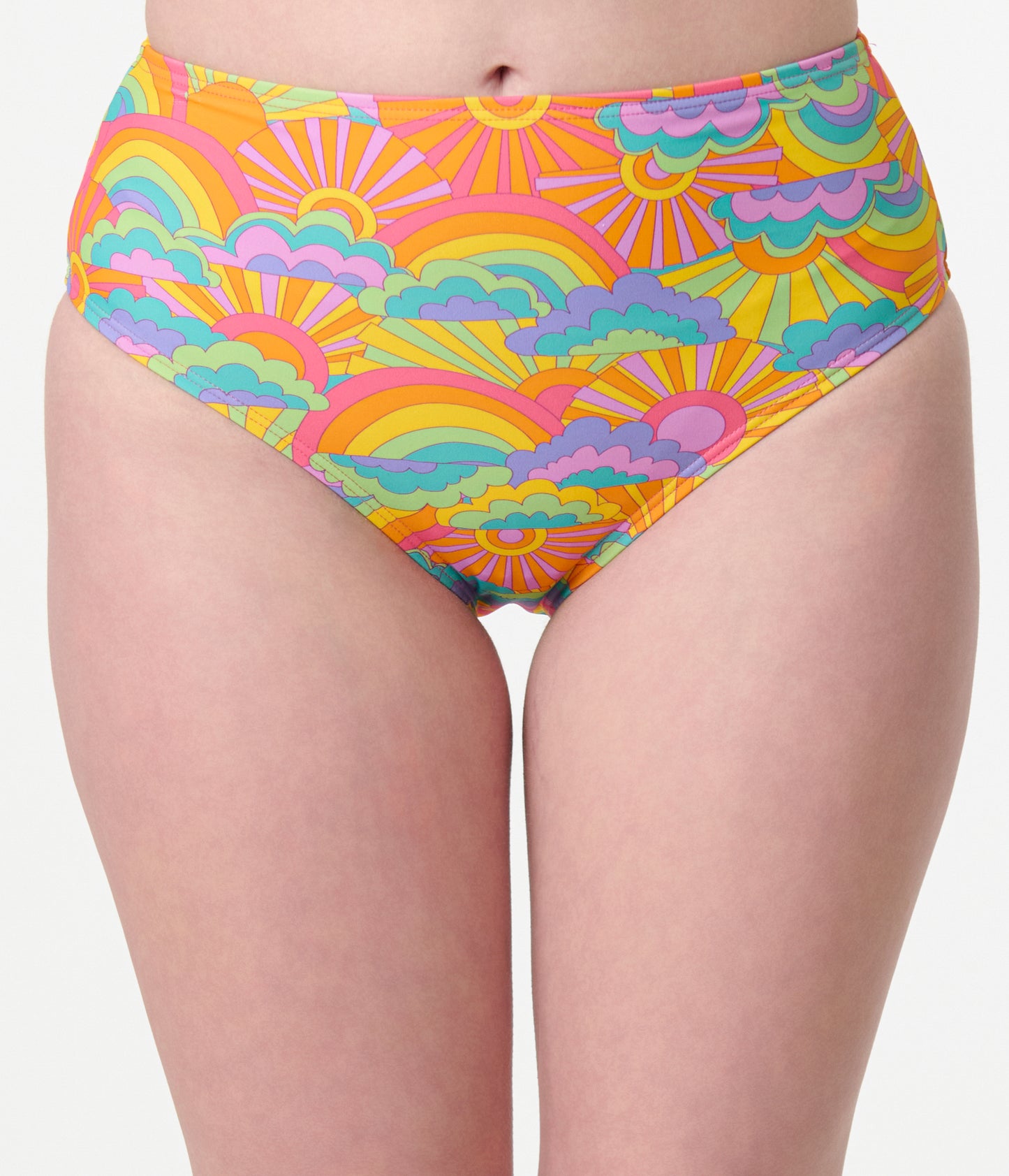 Unique Vintage Happy Groovy Rainbow Daphne Swim Bottom