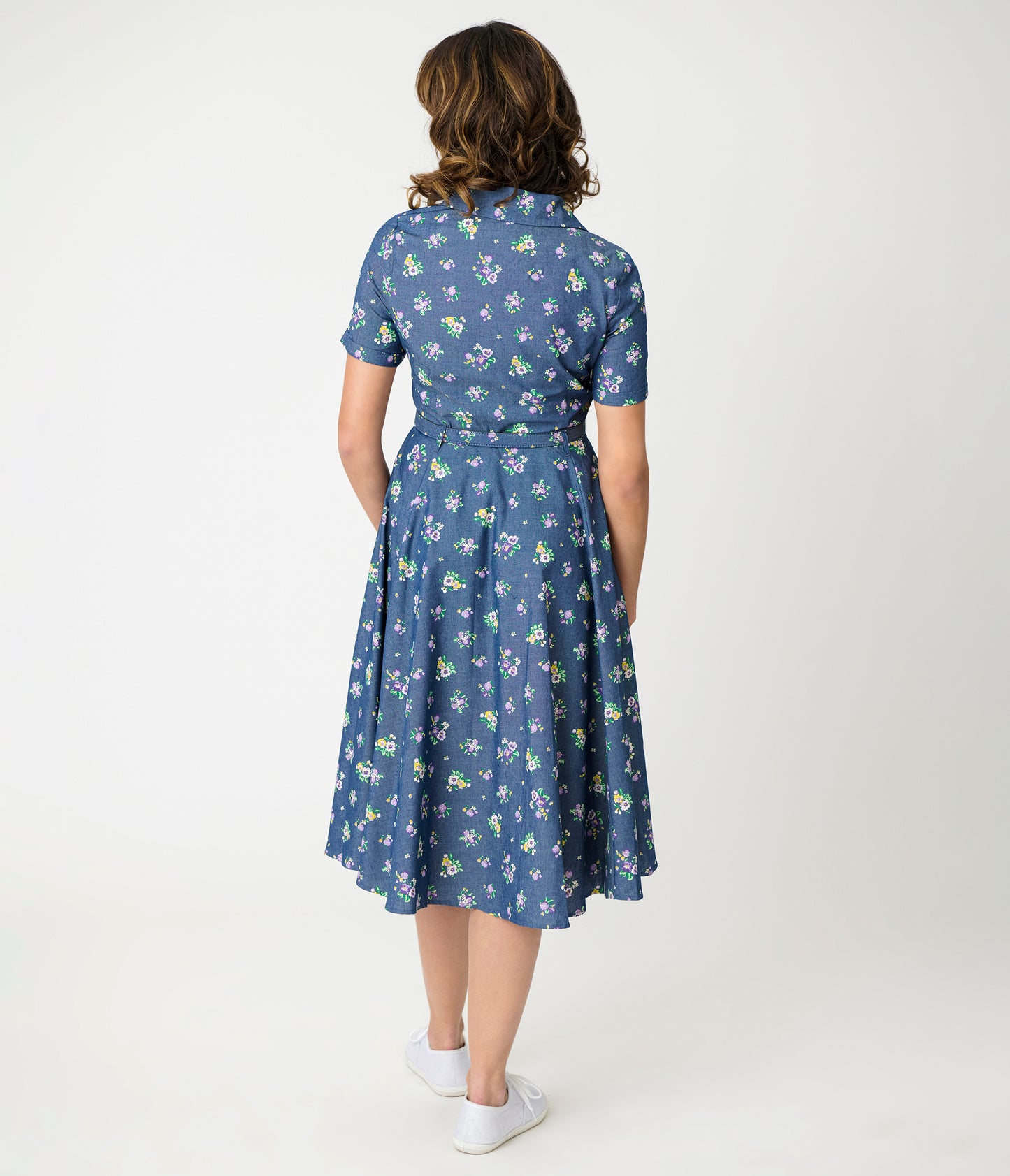 Royal Monk Blue Floral Bloom Print Bella Swing Dress
