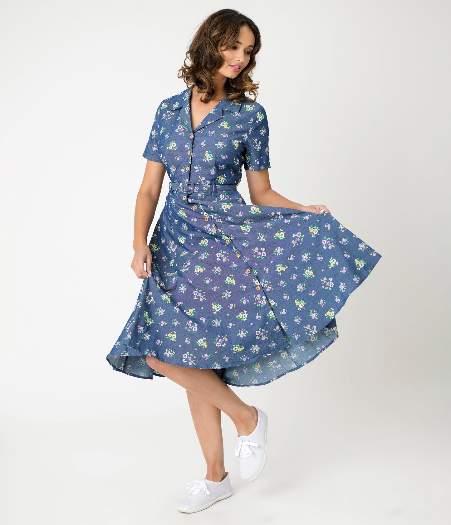 Royal Monk Blue Floral Bloom Print Bella Swing Dress