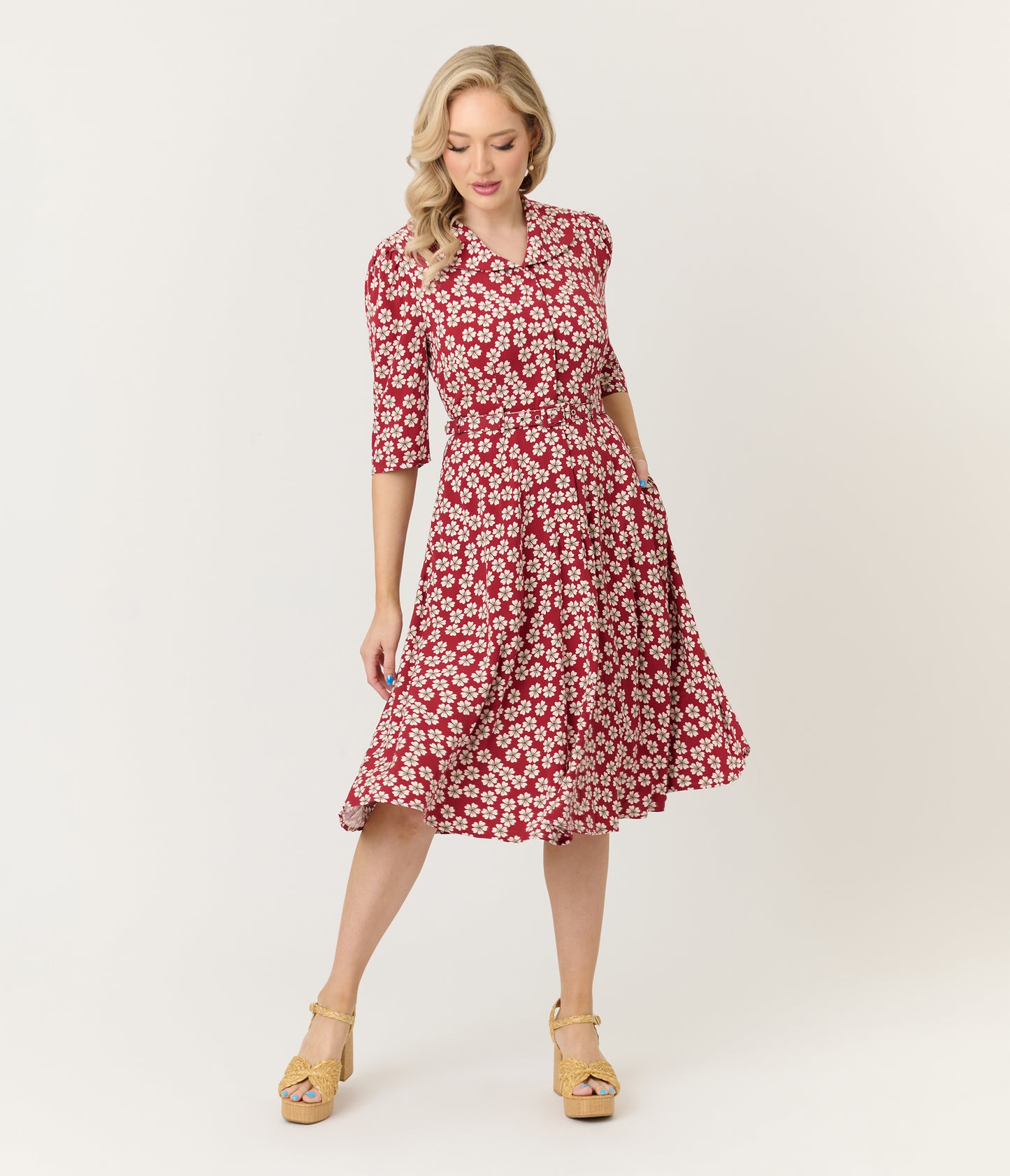 Royal Monk Red Blossom Elodie Midi Dress