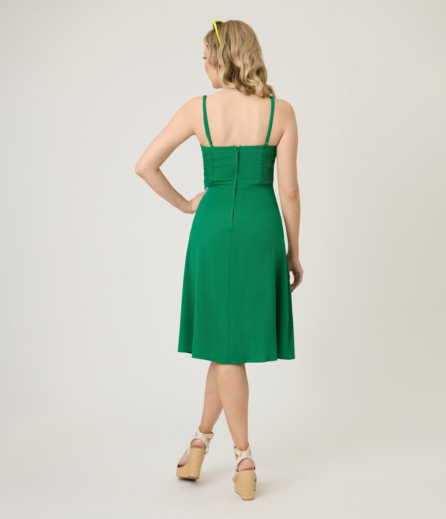 Voodoo Vixen Green Woodland Embroidered Fit & Flare Dress