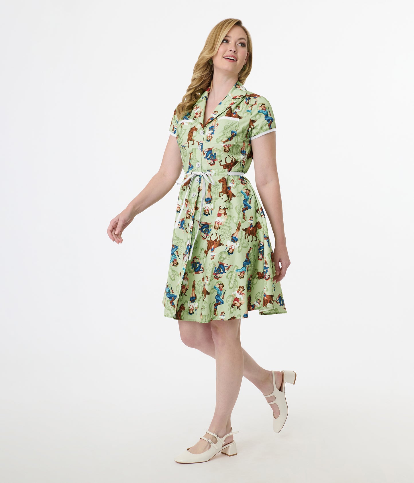 Smak Parlour Western Pin-Ups Cotton Fit & Flare Dress