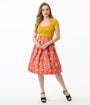 Disney's Lilo & Stitch Collection by Unique Vintage Orange & Yellow Hawaiian Print Swing Skirt