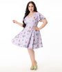 Disney's The Lady & The Tramp Collection by Unique Vintage Plus Size Lavender Lady & Tramp Print Flare Dress