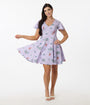 Disney's The Lady & The Tramp Collection by Unique Vintage Lavender Lady & Tramp Print Flare Dress