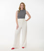 Smak Parlour White & Gold Button Wide Leg Sailor Pants