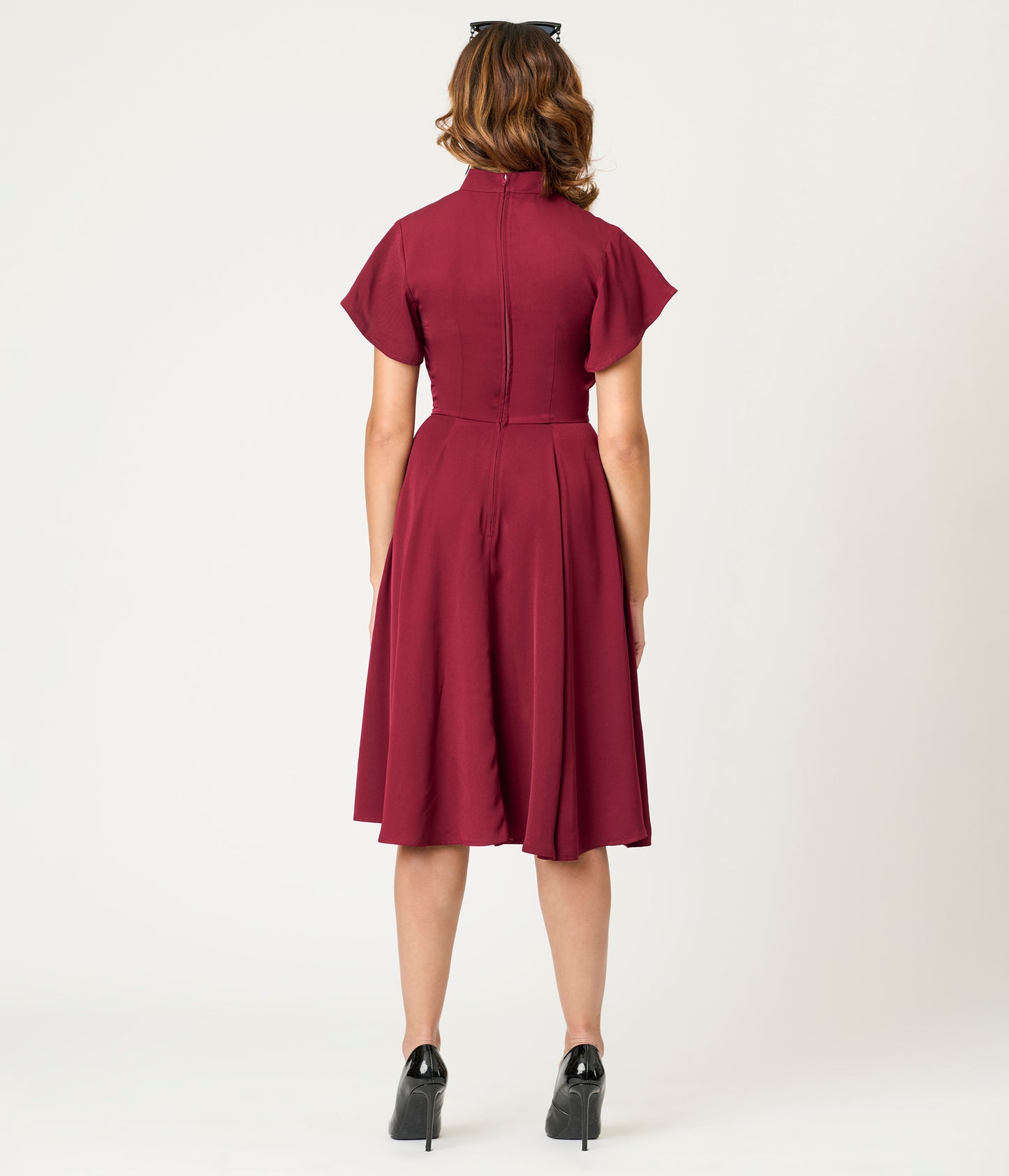 Unique Vintage Burgundy Evil Eye Baltimore Swing Dress