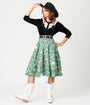 Disney Pixar Toy Story Collection by Unique Vintage Sage Green Woody & Jessie Bandana Print Midi Skirt