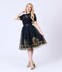 Disney's Cinderella Collection by Unique Vintage Navy Flocked Tulle & Gold Glitter Cinderella Carriage Ballerina Skirt