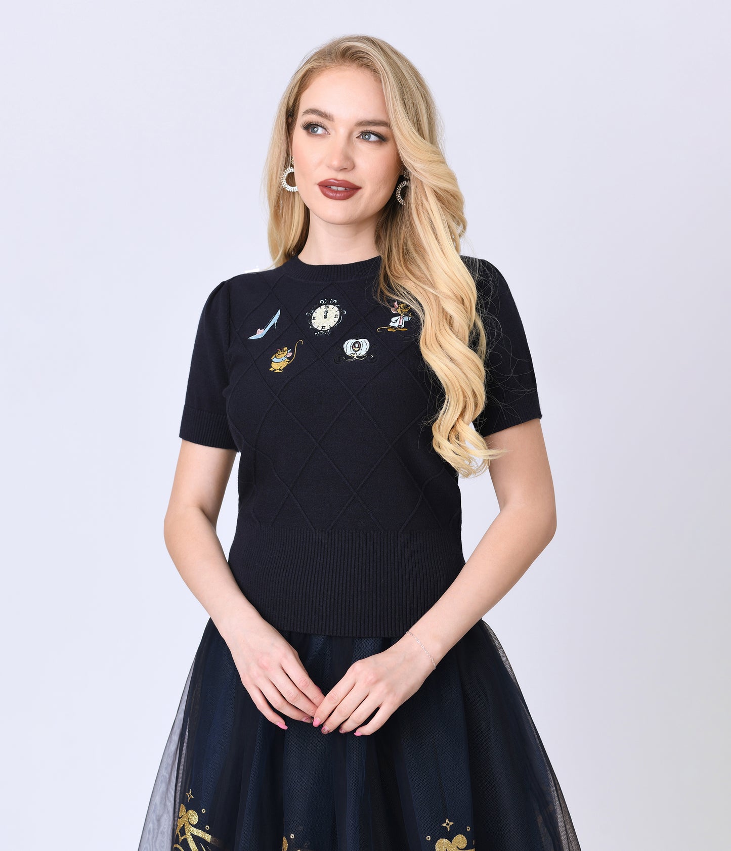 Disney's Cinderella Collection by Unique Vintage Navy Cinderella Icons Sweater