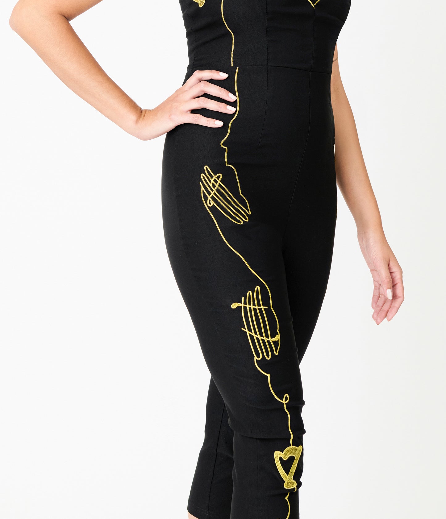 Rockin Bettie Black & Gold Rock & Roll Chelada Jumpsuit