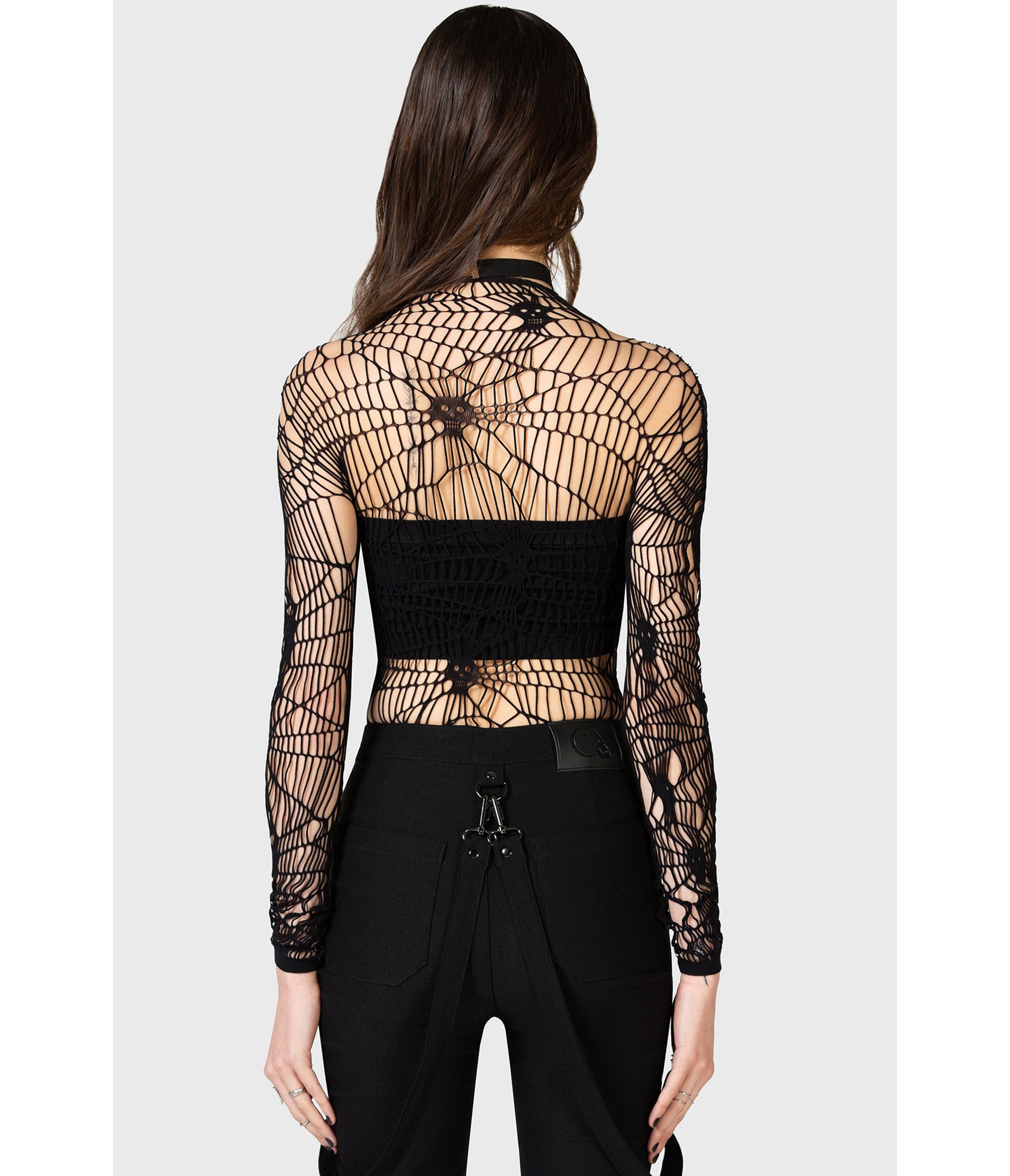 Killstar Black Web Fishnet Top - Unique Vintage - Womens, TOPS, SHIRTS