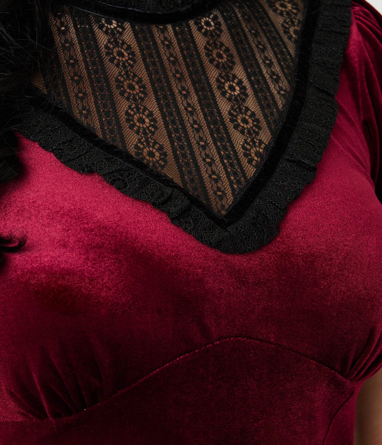 Hell Bunny Burgundy Velvet Mourning Mini Dress