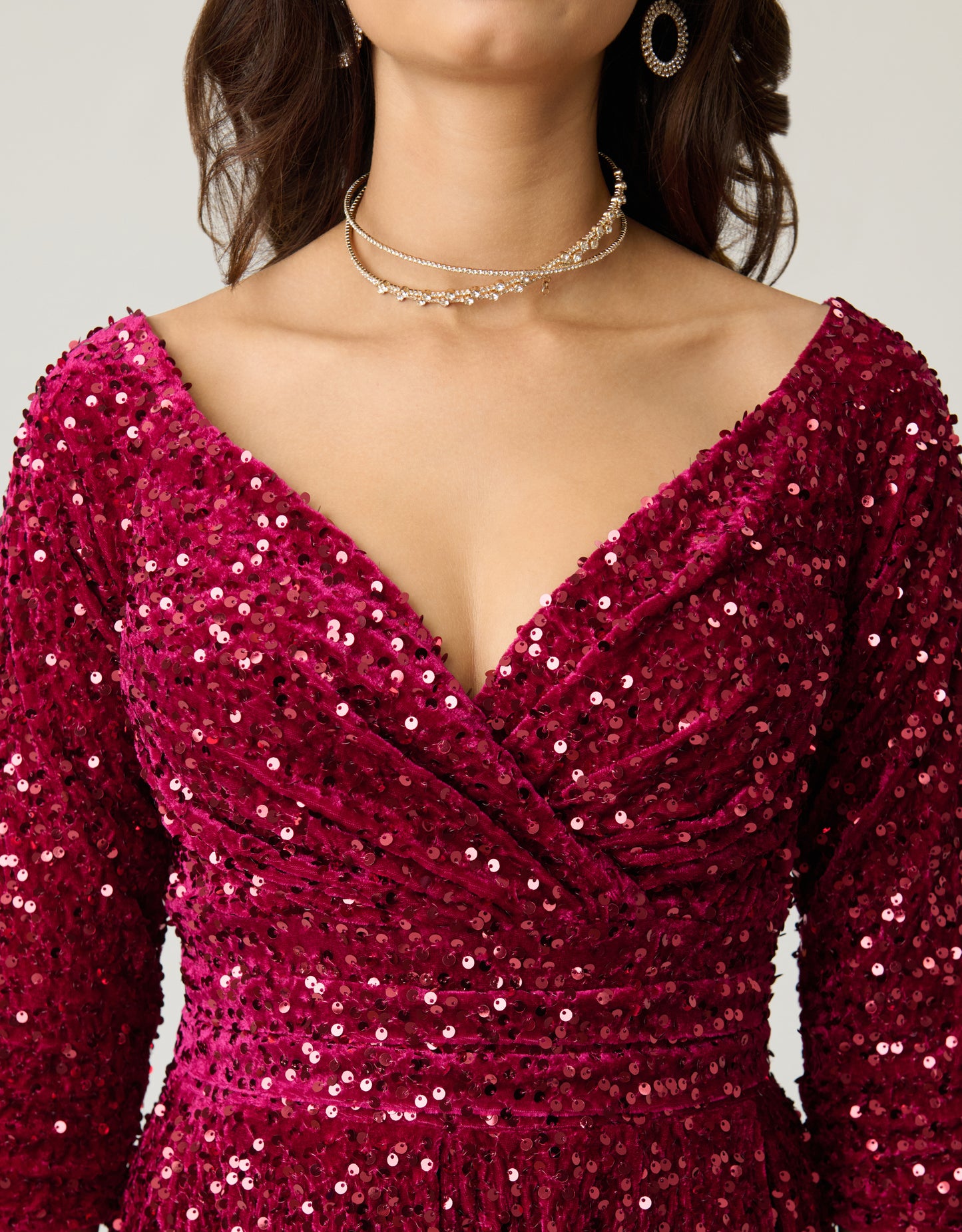 Unique Vintage Burgundy Velvet Sequin Marceline Swing Dress