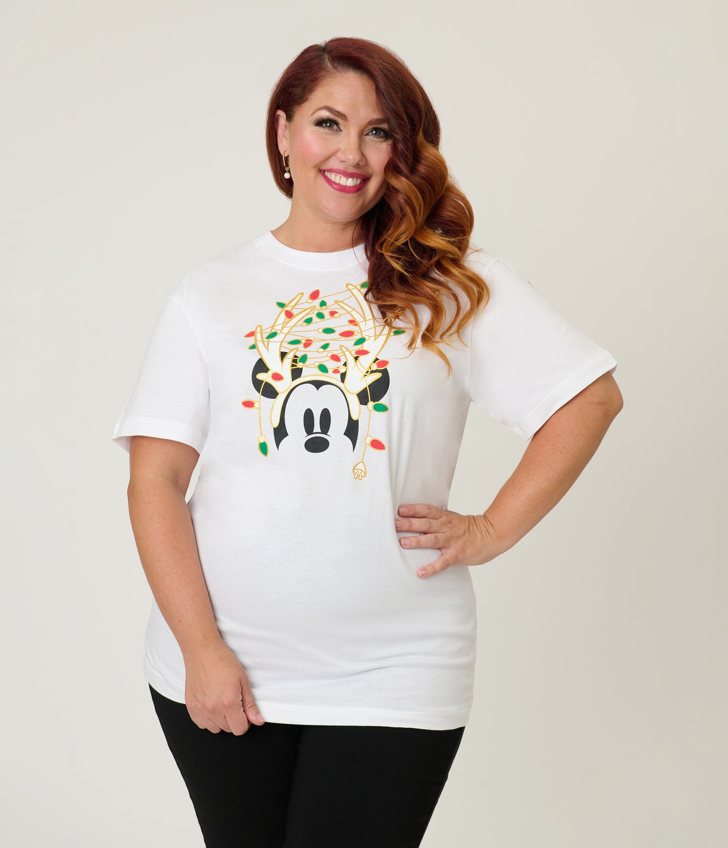 Disney Holiday Collection by Unique Vintage White Mickey Holiday Unisex Graphic Tee