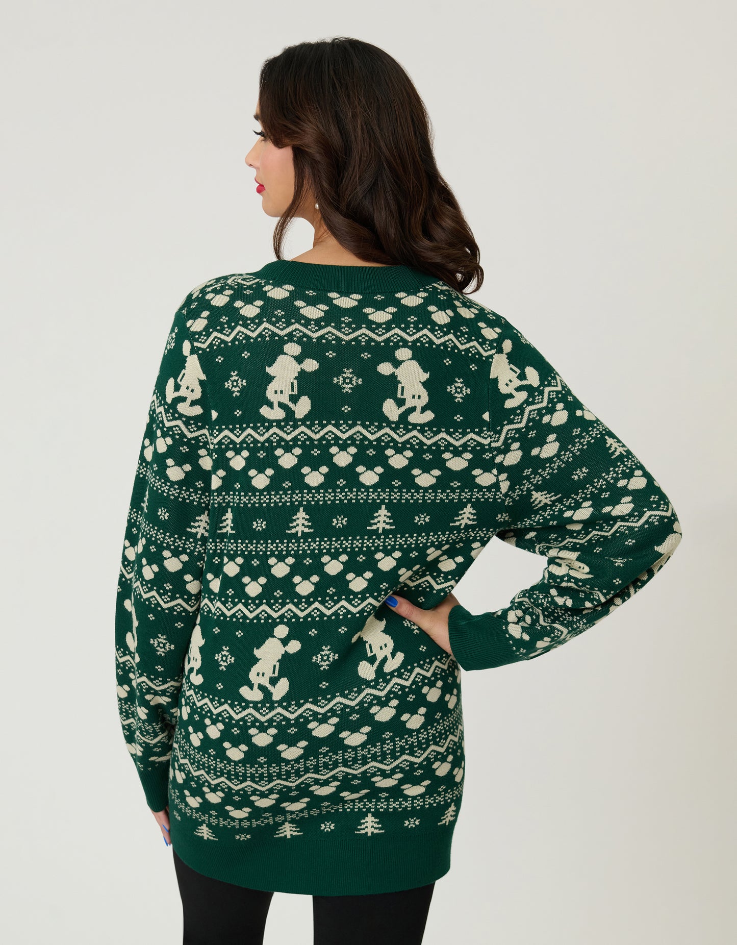 Disney Holiday Collection by Unique Vintage Green Winter Mickey Fair Isle Cardigan