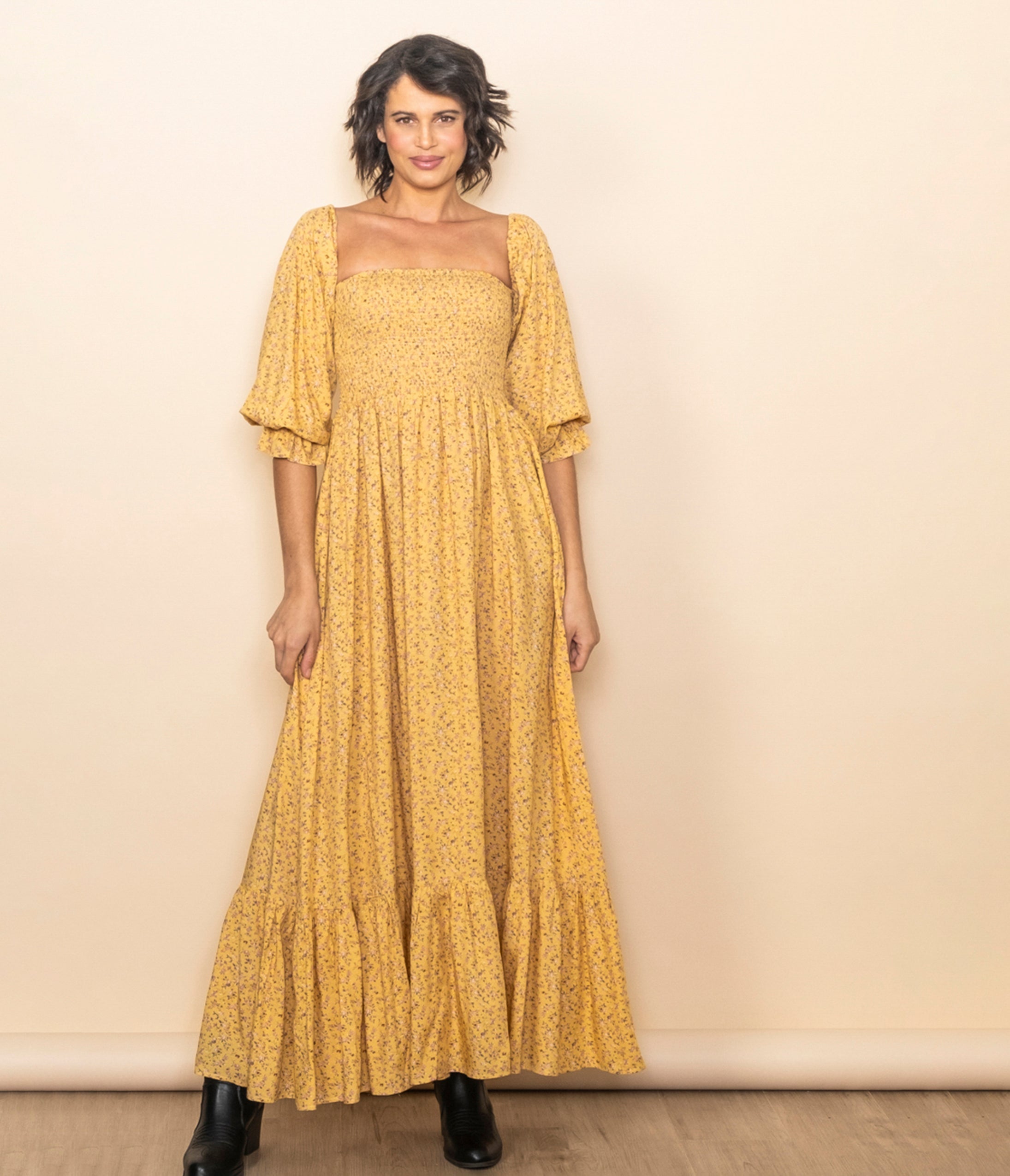 vintage flowy dress Dandelion Floral Flowy Maxi Dress – Unique Vintage
