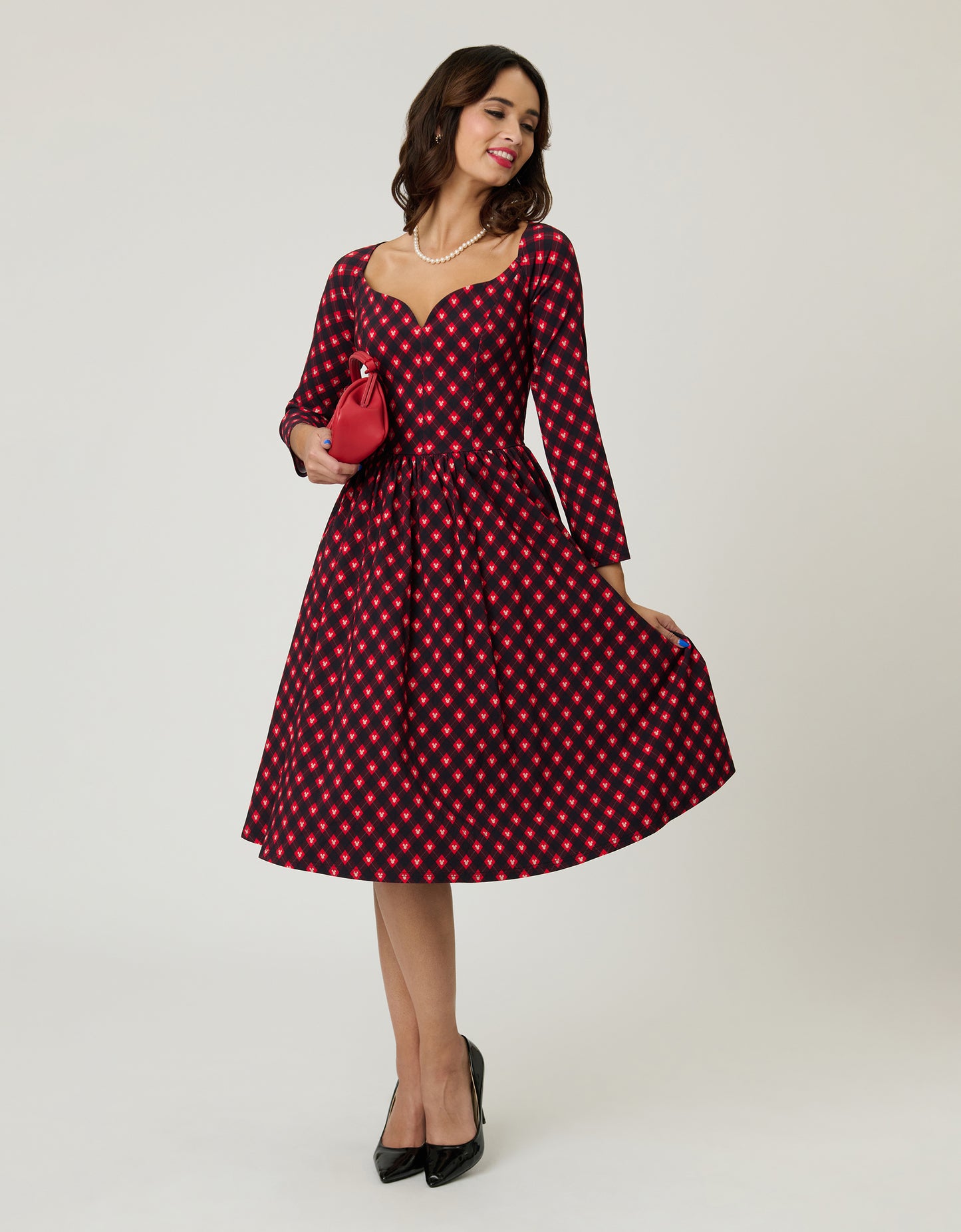 Preorder- Disney Holiday Collection by Unique Vintage Red Mickey Plaid Swing Dress