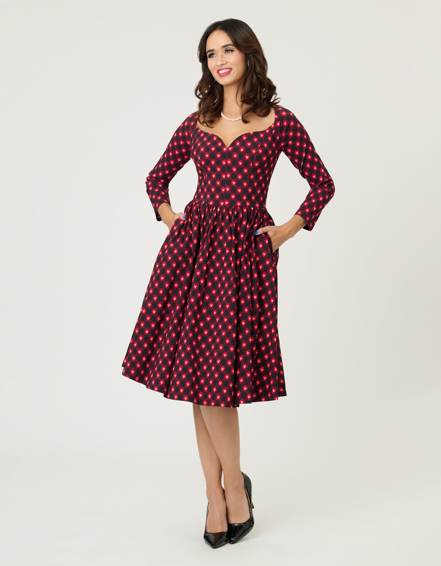 Preorder- Disney Holiday Collection by Unique Vintage Red Mickey Plaid Swing Dress