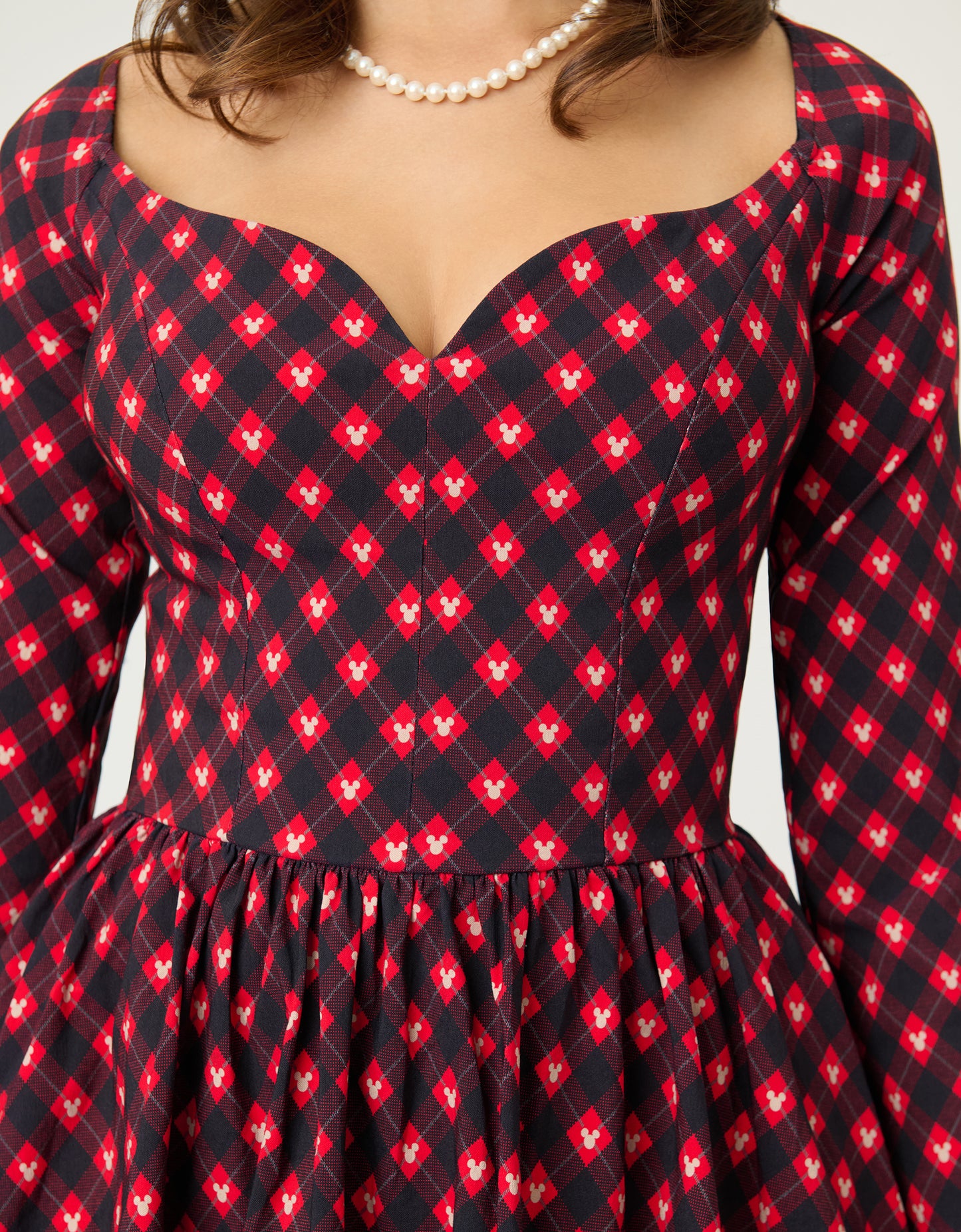 Preorder- Disney Holiday Collection by Unique Vintage Red Mickey Plaid Swing Dress