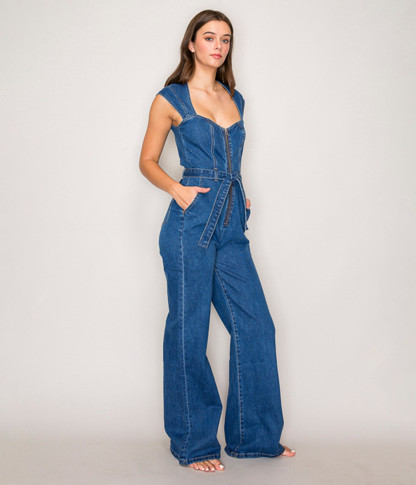 Sleeveless Denim Jumpsuit
