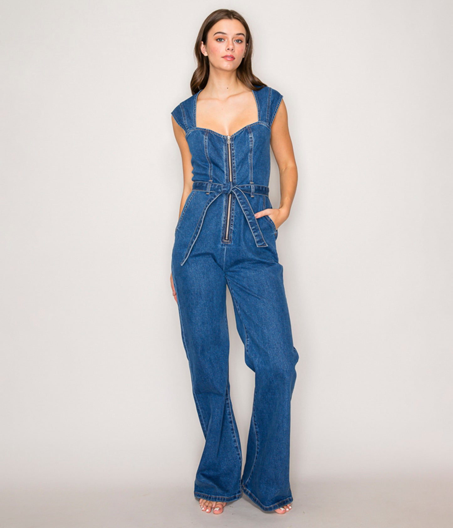Sleeveless Denim Jumpsuit