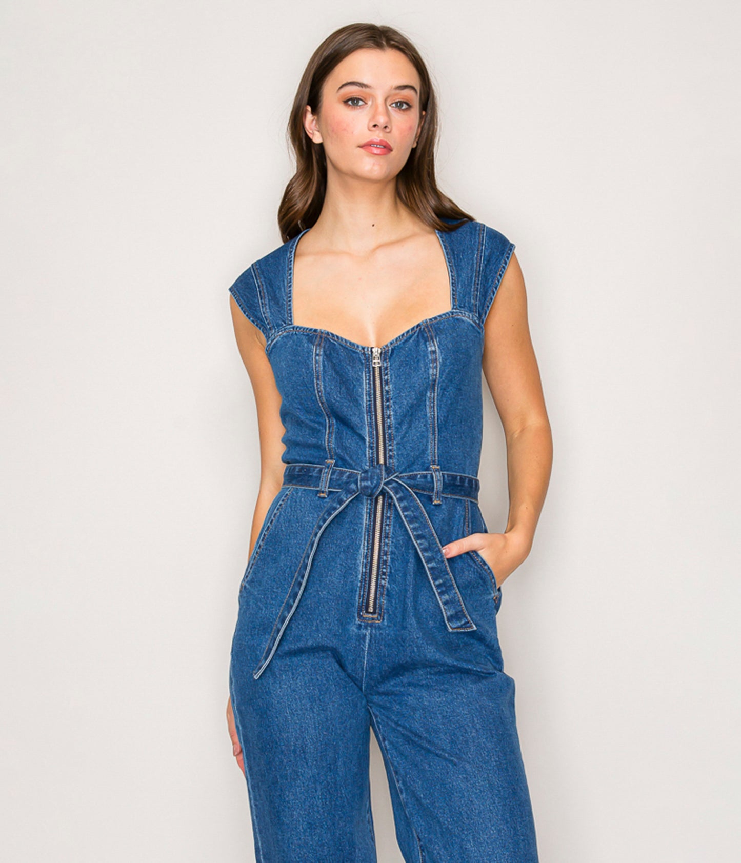 Sleeveless Denim Jumpsuit