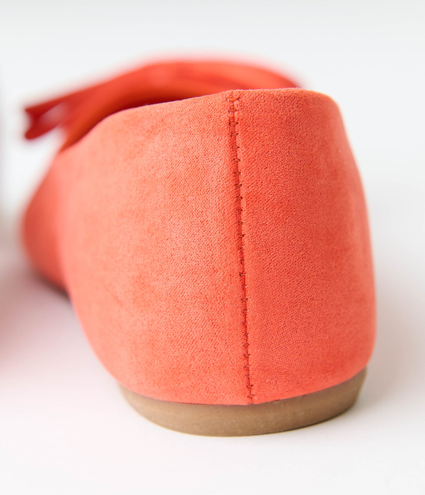 Orange Suede Pointed Toe Bow Flats