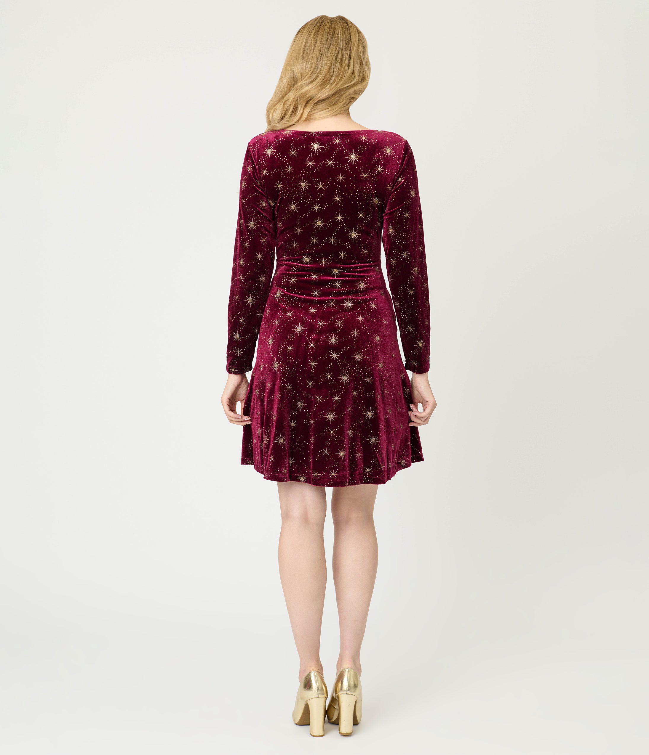 Burgundy Celestial Velvet Mini Dress