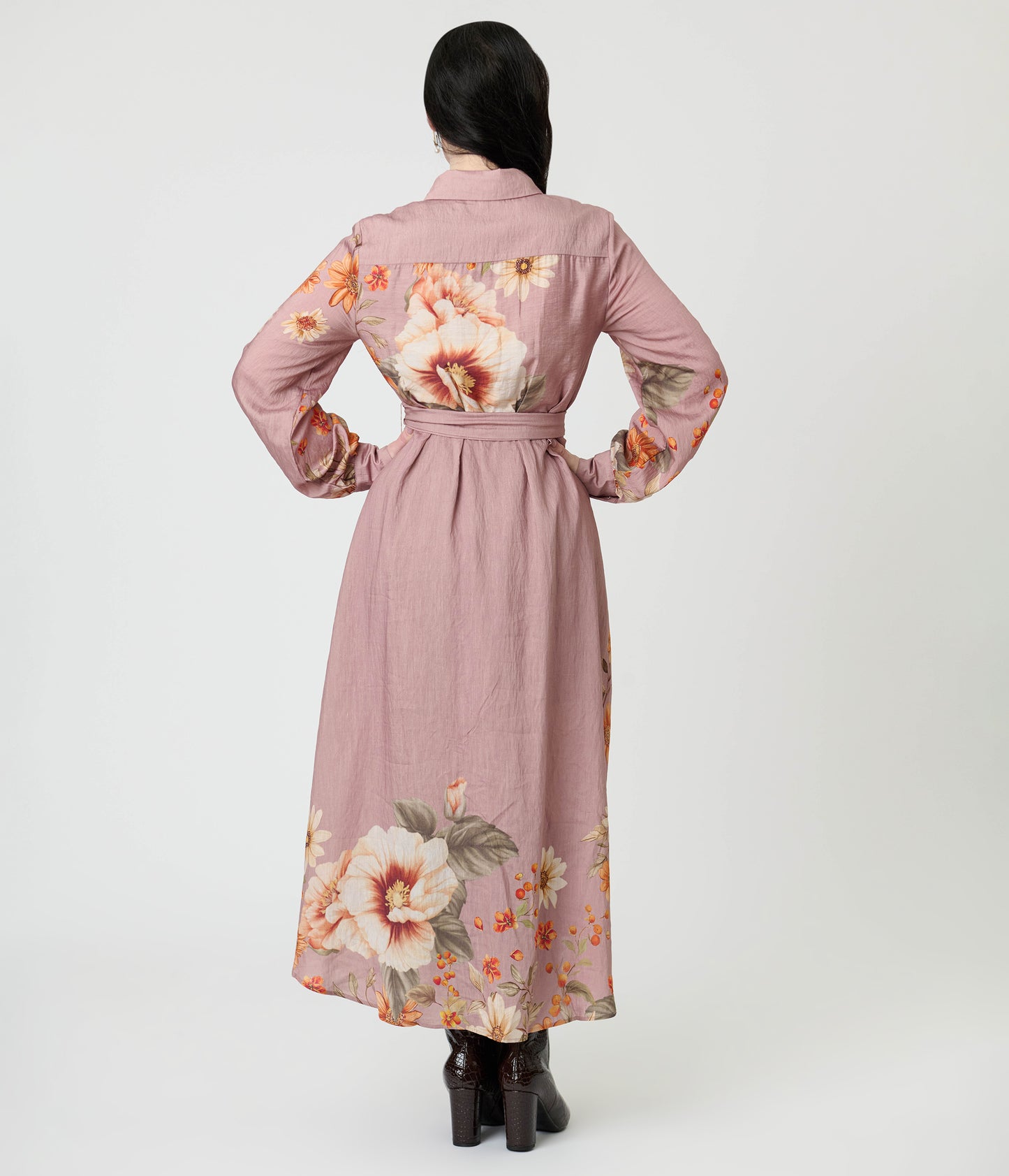 Dusty Rose Floral Maxi Dress