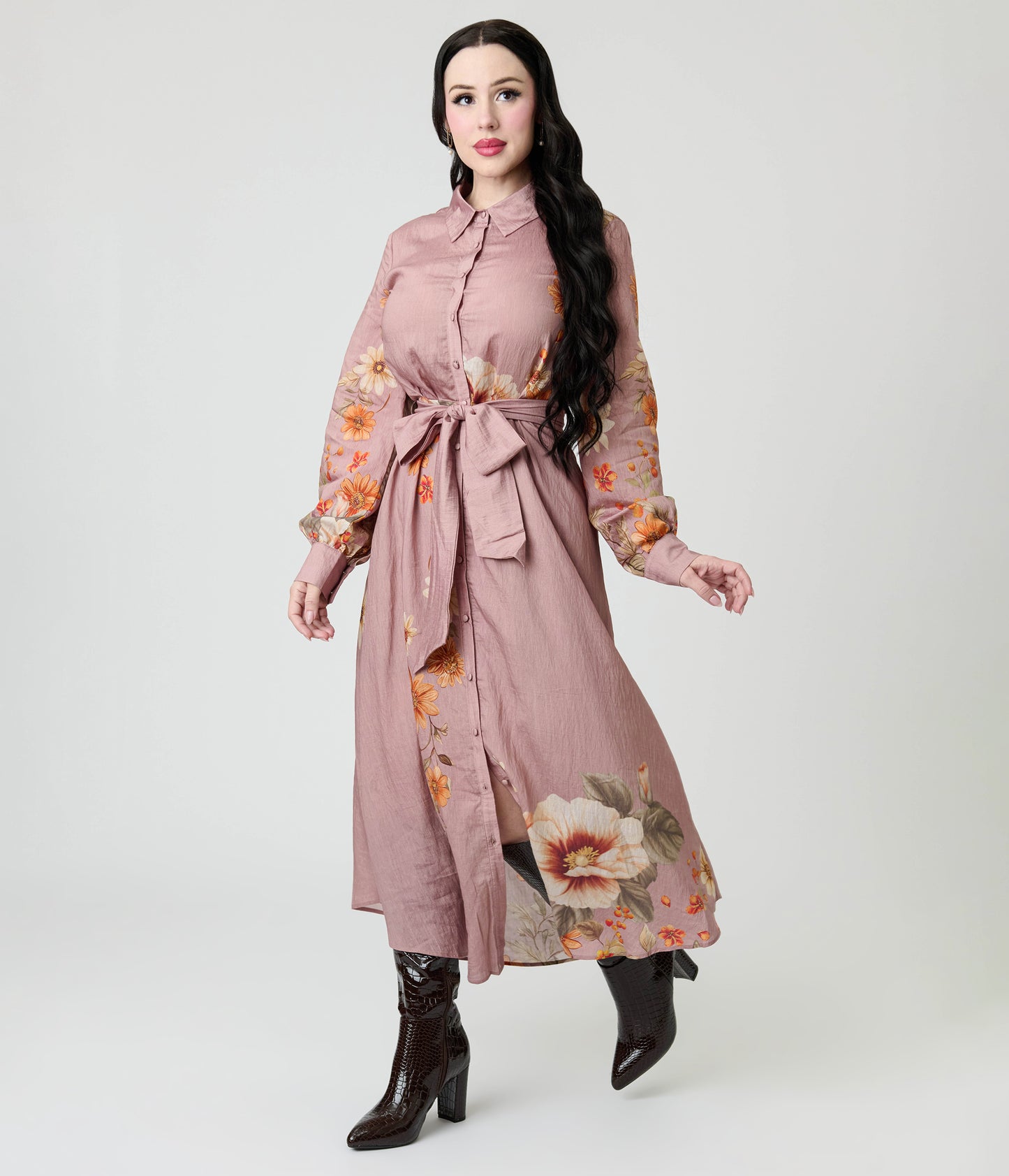 Dusty Rose Floral Maxi Dress
