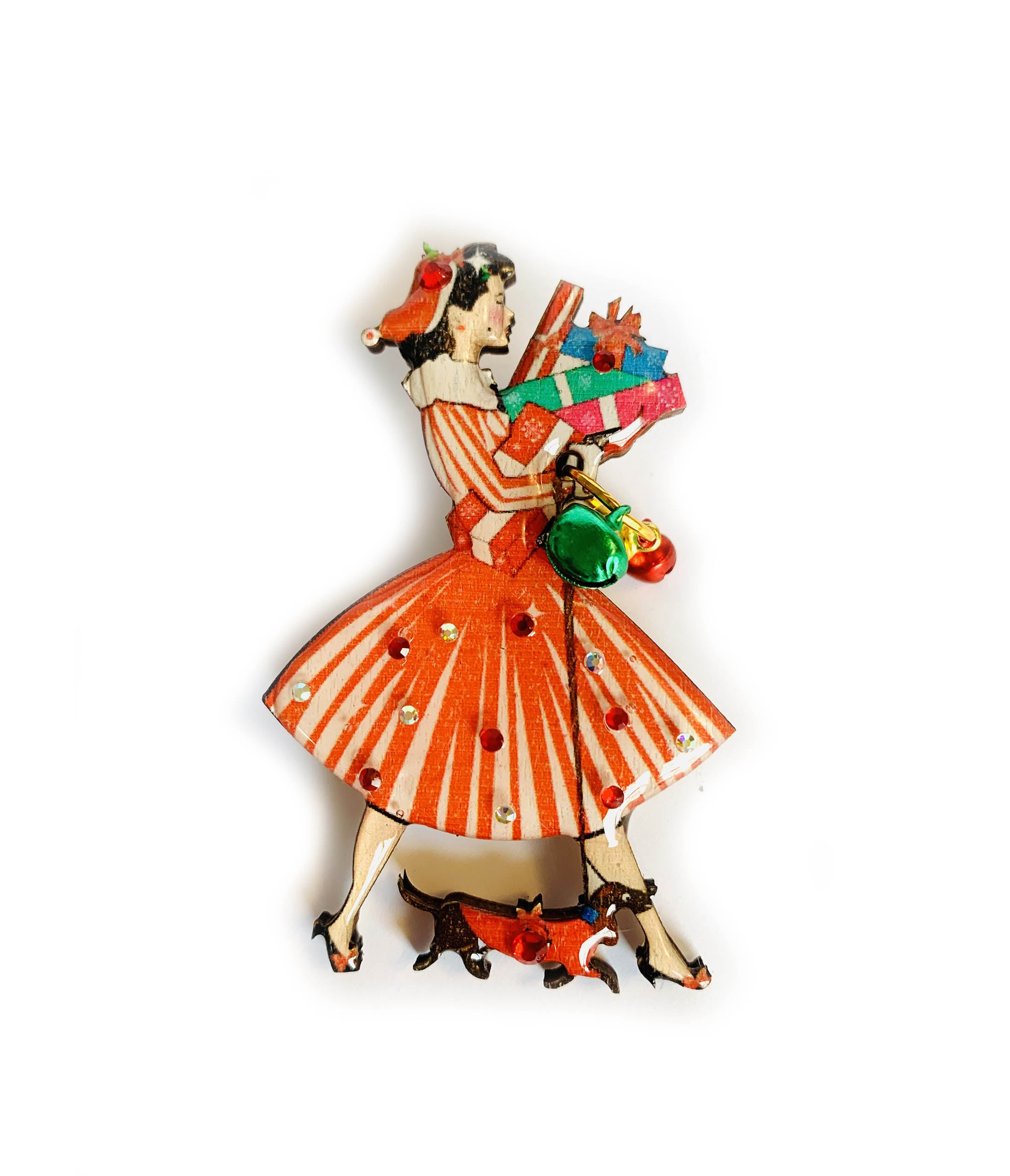 1950s Christmas Shopping Brooch