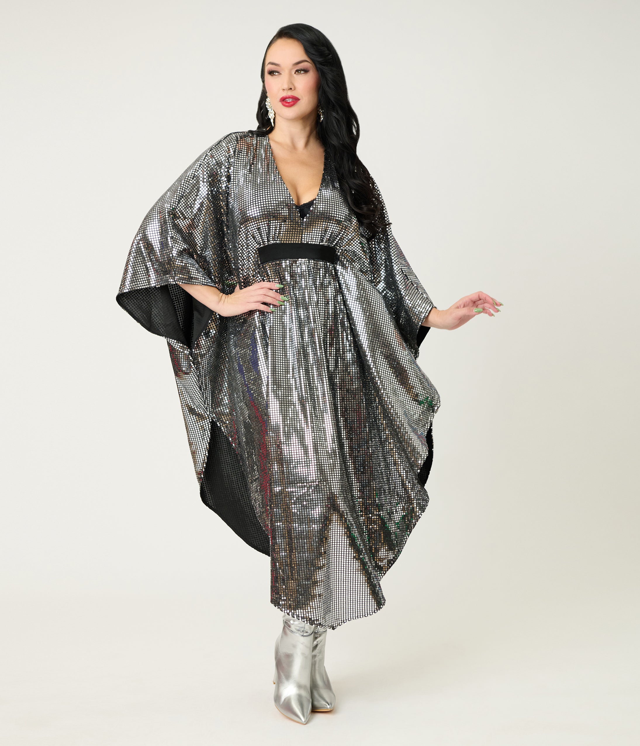 silver mirror dress Smak Parlour Silver Mirror Triangle Caftan Dress One Size
